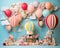 hot balloon cake smash backdrop is made to celebrate your little one\\\'s first birthday.