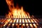 Hot Barbecue Charcoal Grill With Bright Flames