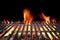 Hot Barbecue Charcoal Grill With Bright Flames