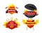 Hot BBQ Barbecue Tasty Set Vector Illustration
