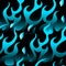 Hot blue flames seamless pattern