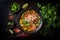 hot bowl asian thai meal vegetable noodle food japanese background soup. Generative AI.