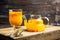 Hot buckthorn beverage in glass