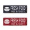 Hot burgers Fresh Food retro tin sign design. Vector illustration