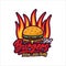 Hot burgers fresh and tasty vector design logo