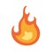 Hot burning fire icon. Flame light with hot tongues. Abstract warning symbol of heat and blaze. Flammable caution, alert