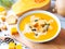 Hot butternut squash pumpkin soup