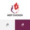 Hot Chicken Fire Flame Grilled Food Restaurant Logo