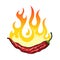 Hot chili pepper on fire, vector illustration