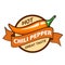 Hot chili pepper pod, badge or logo design. Hot spiciness level