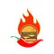 Hot chili spicy burger icon logo