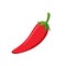 Hot chilli pepper isolated on white background. Spice vegetable symbol icon.