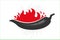 Hot, Chilli pepper labels, burning red peppers icon.