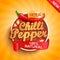 Hot chilli pepper logo, label or sticker.