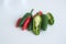 Hot chilli peppers on white background