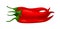 Hot chilly pepper heap isolated on white background