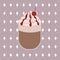 Hot chocolate cherry illustration con panna