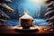 hot chocolate drink on christmas cozy winter day AI generated