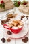 Hot chocolate with marshmallows. Christmas holiday drink