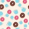 Hot chocolate and ring donuts seamless pattern