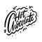 Hot Chocolate sign. Hand drawn vector lettering. Black ink. Isolated on white background