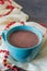 Hot chocolate wooden table.