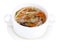 Hot clear broth with vegetables, vegetarian menu