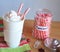 Hot coco with peppermint sticks jar and snow flakes