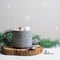 Hot Cocoa Drink with Marshmallow in a Mug on Christmas Background, Winter Chocolate or Coffee Beverage
