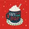 Hot cocoa mug whipped cream flat vector icon