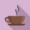 Hot coffee cup icon, flat style