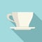 Hot coffee cup icon flat vector. Break cafe