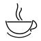 Hot coffee cup icon outline drawing vector design.