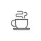 Hot coffee cup with steam outline icon