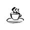 Hot coffee grunge icon. Vector ink brush illustration.