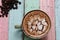 Hot Coffee Latte Flower art top view design aroma taste with be