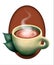 Hot coffee mug logo illustration.
