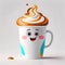 Hot coffee smiling break food drink mocha chocolate espresso cappuccino cup cream sweet