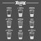 Hot coffee to go drinks recipes icons set