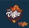 Hot coffee vector logo.