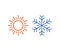 Hot and cold icon. Sun, snowflake symbol
