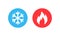 Hot and cold vector icon set. Heating and cooling buttons. Vector EPS10