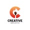 Hot creative letter C logo with burn match. Smart and idea logot