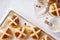 Hot cross buns, traditional Easter pastry. Copy space