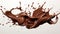 Hot dark chocolate dynamic splashing. Melted chocolate with dripping drops on a white background