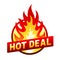 Hot deal fire badge, price sticker, flame