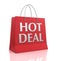 Hot deal shopping bag concept 3d illustration