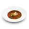 Hot delicious tomato soup with fish and rice