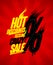 Hot discounts sizzling crazy sale design concept, burning percents