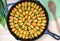 Hot Dish Tater Tot Casserole Baked in a Cast Iron Skillet